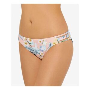 HULA HONEY Women's Pink Floral Strappy Moana Blossom Bikini Swimsuit Bottom M